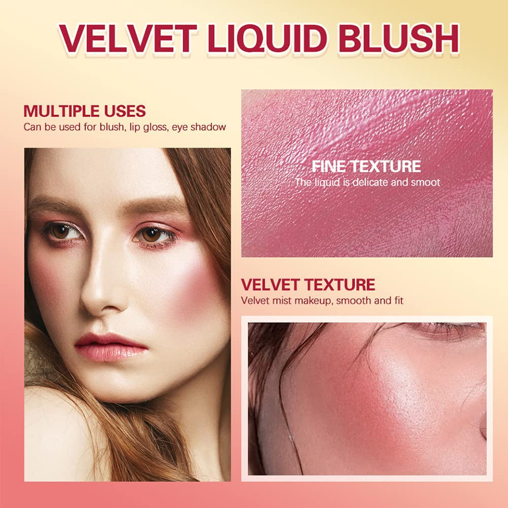 Soft Cream Blush Makeup, Liquid Blush for Cheeks, Natural-Looking Long Lasting, Smudge Proof, Velvet Mousse,Dewy Finish, Easy to Blend Blusher (#1)