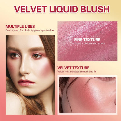 Soft Cream Blush Makeup, Liquid Blush for Cheeks, Natural-Looking Long Lasting, Smudge Proof, Velvet Mousse,Dewy Finish, Easy to Blend Blusher (#1)