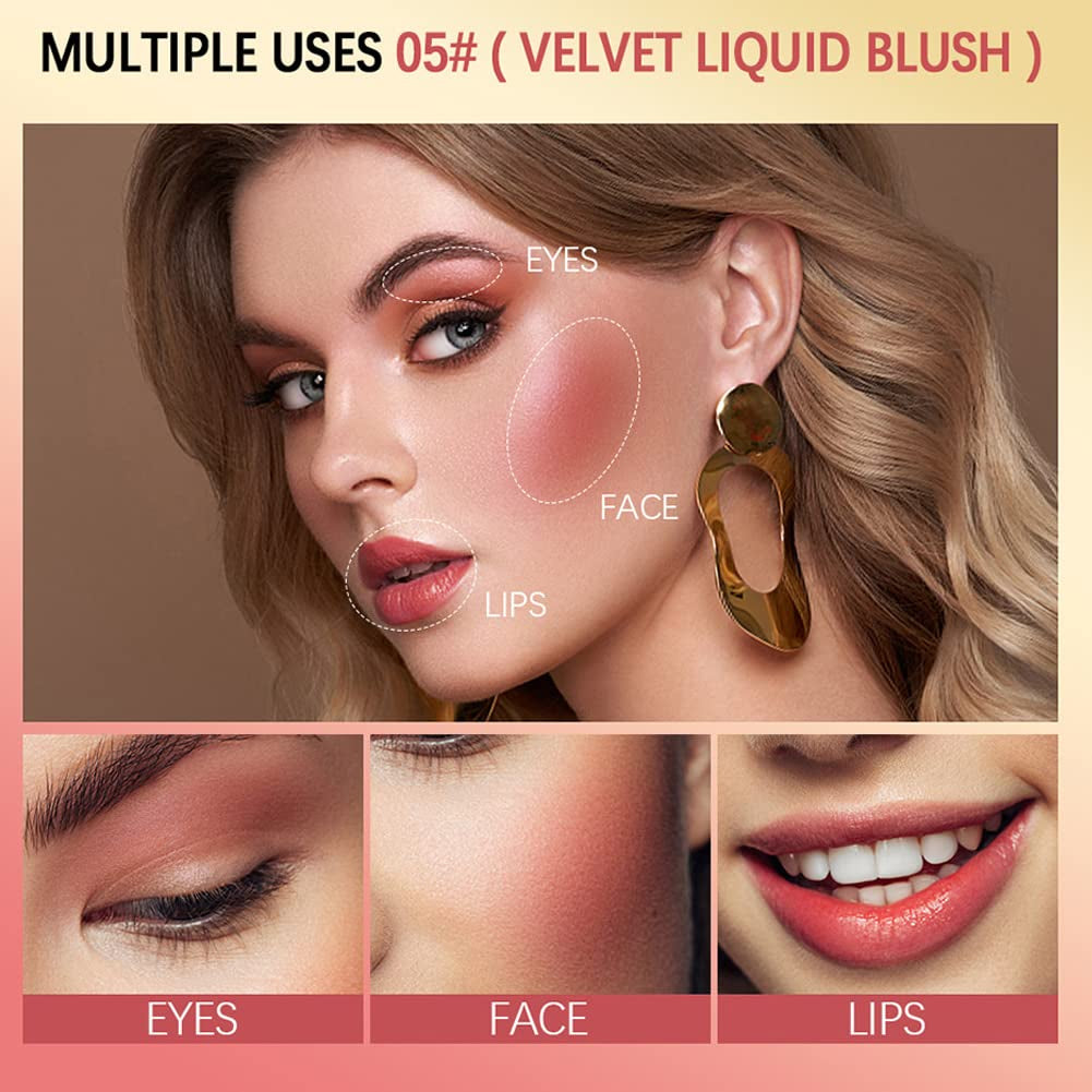 Soft Cream Blush Makeup, Liquid Blush for Cheeks, Natural-Looking Long Lasting, Smudge Proof, Velvet Mousse,Dewy Finish, Easy to Blend Blusher (#1)