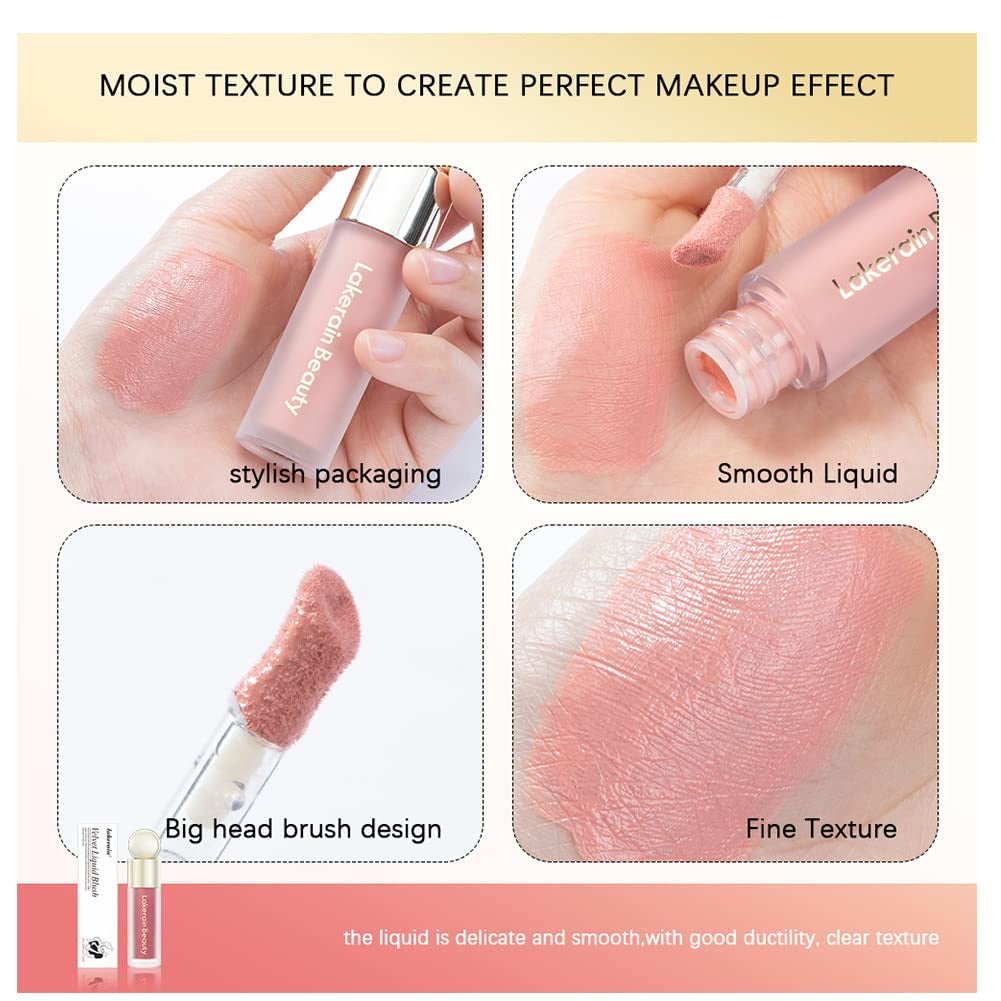 Soft Cream Blush Makeup, Liquid Blush for Cheeks, Natural-Looking Long Lasting, Smudge Proof, Velvet Mousse,Dewy Finish, Easy to Blend Blusher (#1)